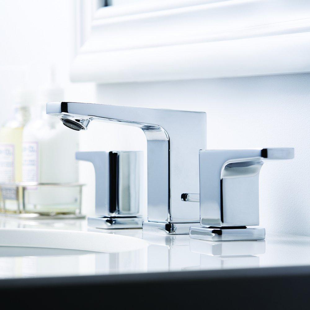 Speakman Polished Chrome 1.2 gpm 2 Hole Deck Mount Widespread Institutional Sink Faucet with Double Lever Handle 