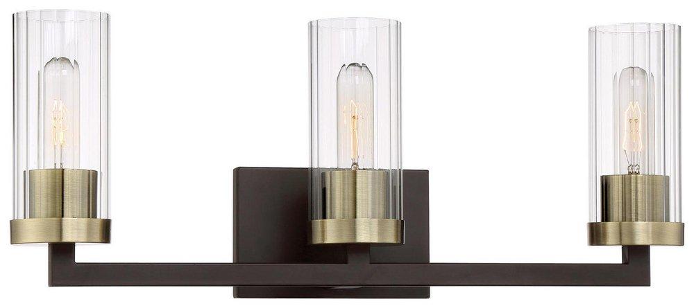 Minka Lavery Aged Kinston Bronze 23 in. 180W 3-Light Medium E-26 LED Vanity Fixture with Clear Glass 