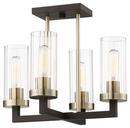Minka Lavery Aged Kinston Bronze/Brushed Brass SEMI FLSH 4LT 60W BRZ W/BRS AINS 