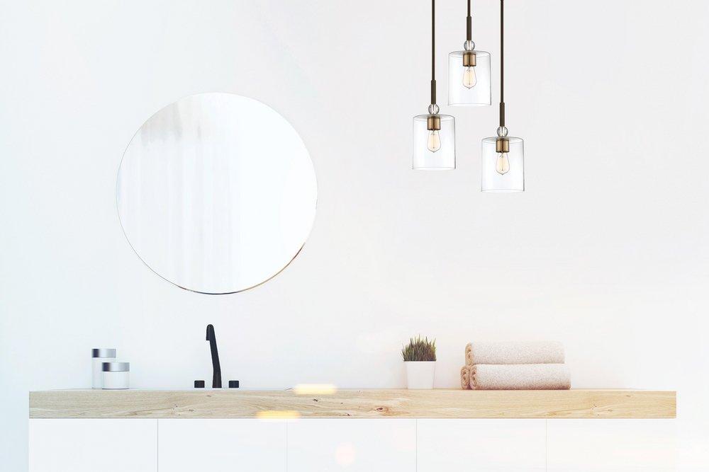 Minka Lavery Painted Bronze/Natural Brushed Brass 60W 1-Light ST58 Medium E-26 LED Mini Pendant with Clear Glass 