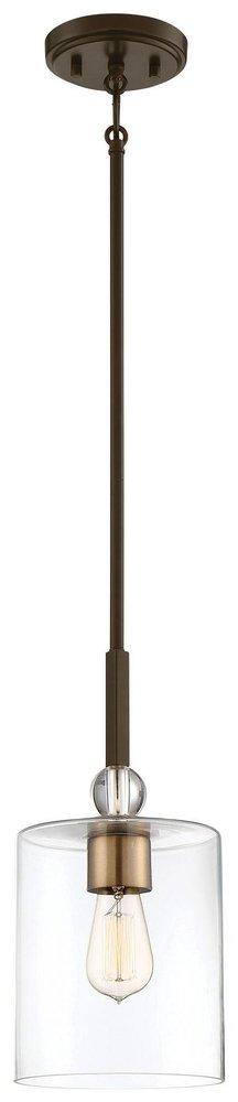 Minka Lavery Painted Bronze/Natural Brushed Brass 60W 1-Light ST58 Medium E-26 LED Mini Pendant with Clear Glass 
