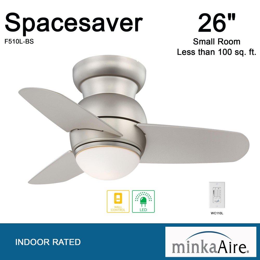 Minka Aire Brushed Steel 31.95W 3-Blade ABS Ceiling Fan with 26 in. Blade Span and 1-Light LED 