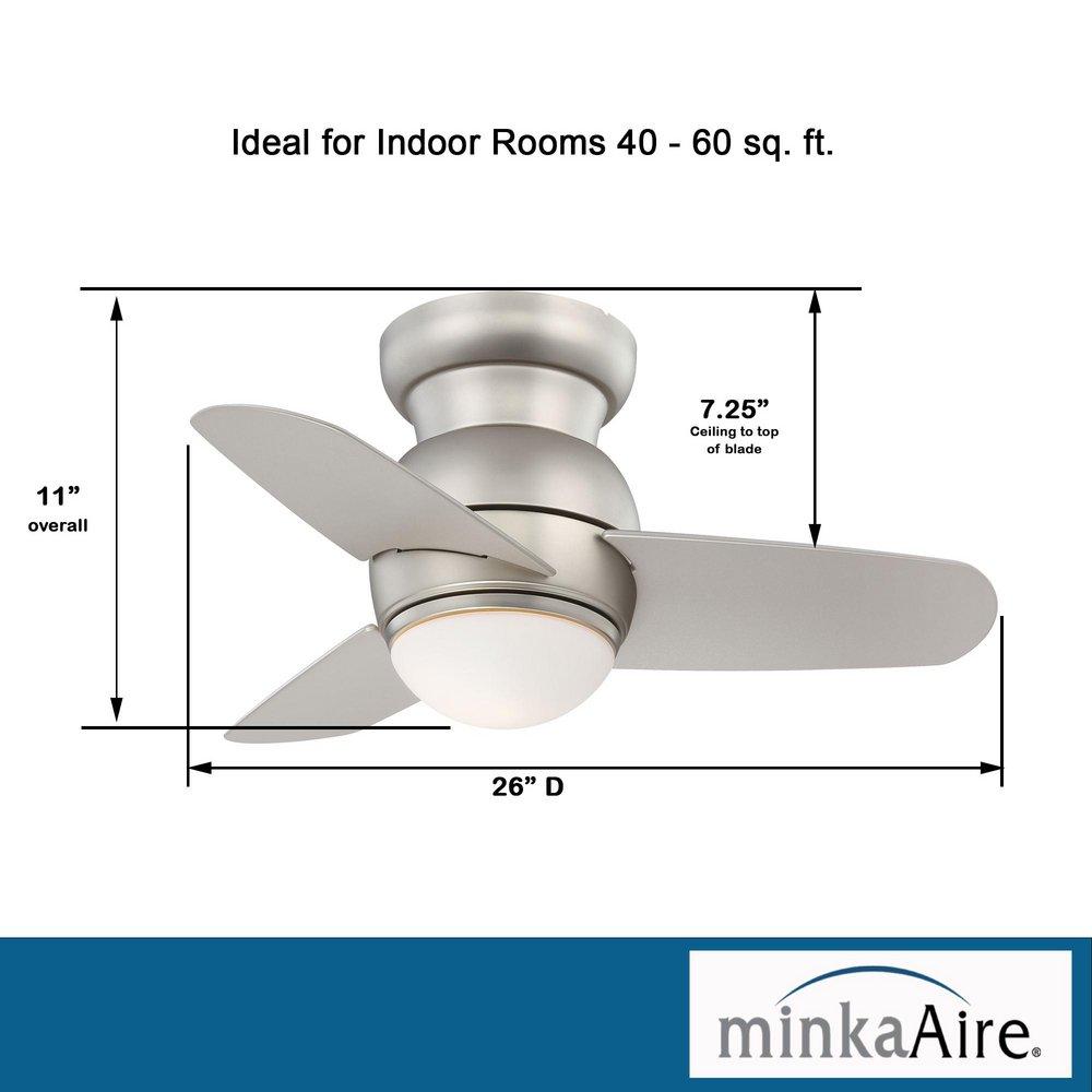 Minka Aire Brushed Steel 31.95W 3-Blade ABS Ceiling Fan with 26 in. Blade Span and 1-Light LED 