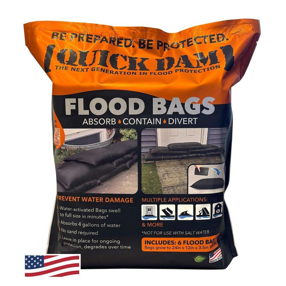 Quick Dam Black 12 x 24 x 3-1/2 in. Water Activated Flood Bag 