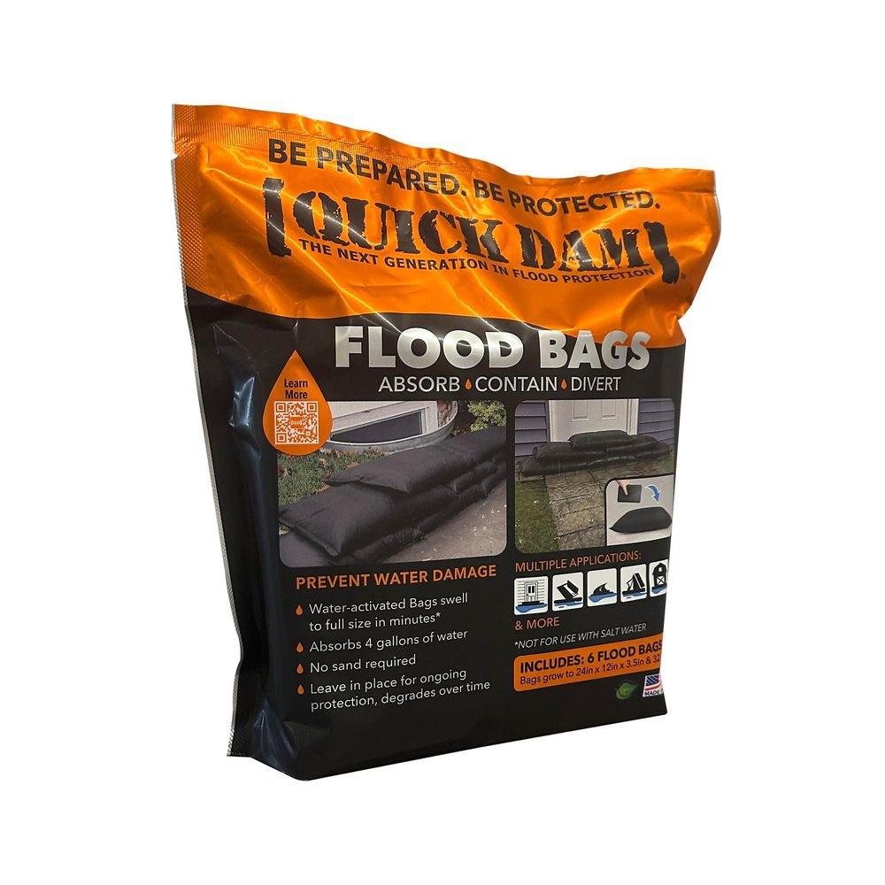 Quick Dam Black 12 x 24 x 3-1/2 in. Water Activated Flood Bag 