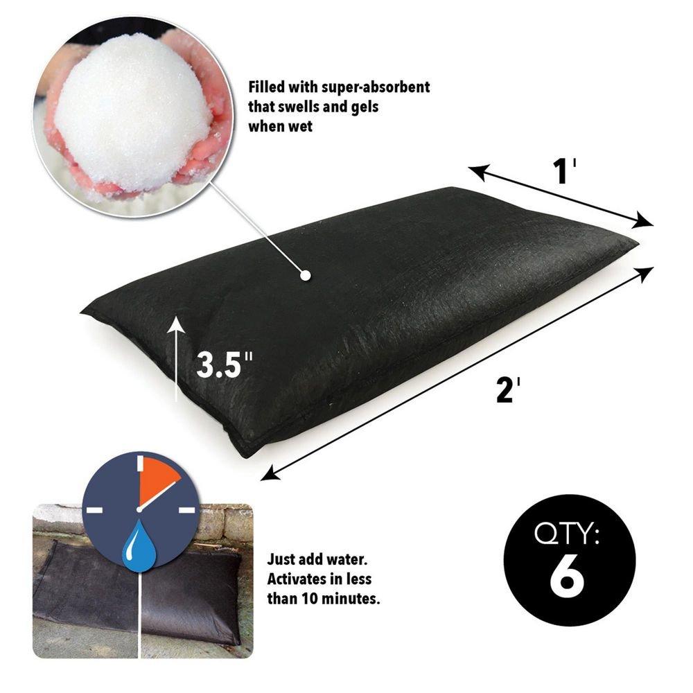 Quick Dam Black 12 x 24 x 3-1/2 in. Water Activated Flood Bag 