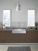 Sterling Satin Stainless Steel 34 x 19-3/4 in. No-Hole Stainless Steel Single Bowl Apron Front and Undermount Kitchen Sink 