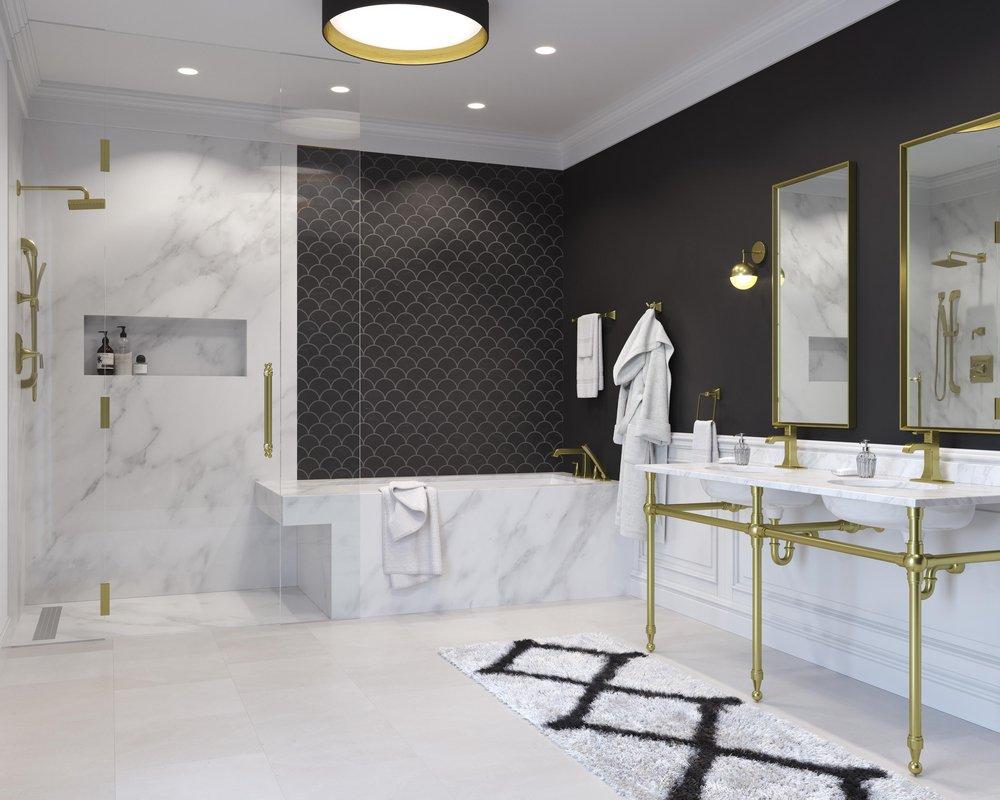 Pfister Brushed Gold Single Handle Monoblock Bathroom Sink Faucet 