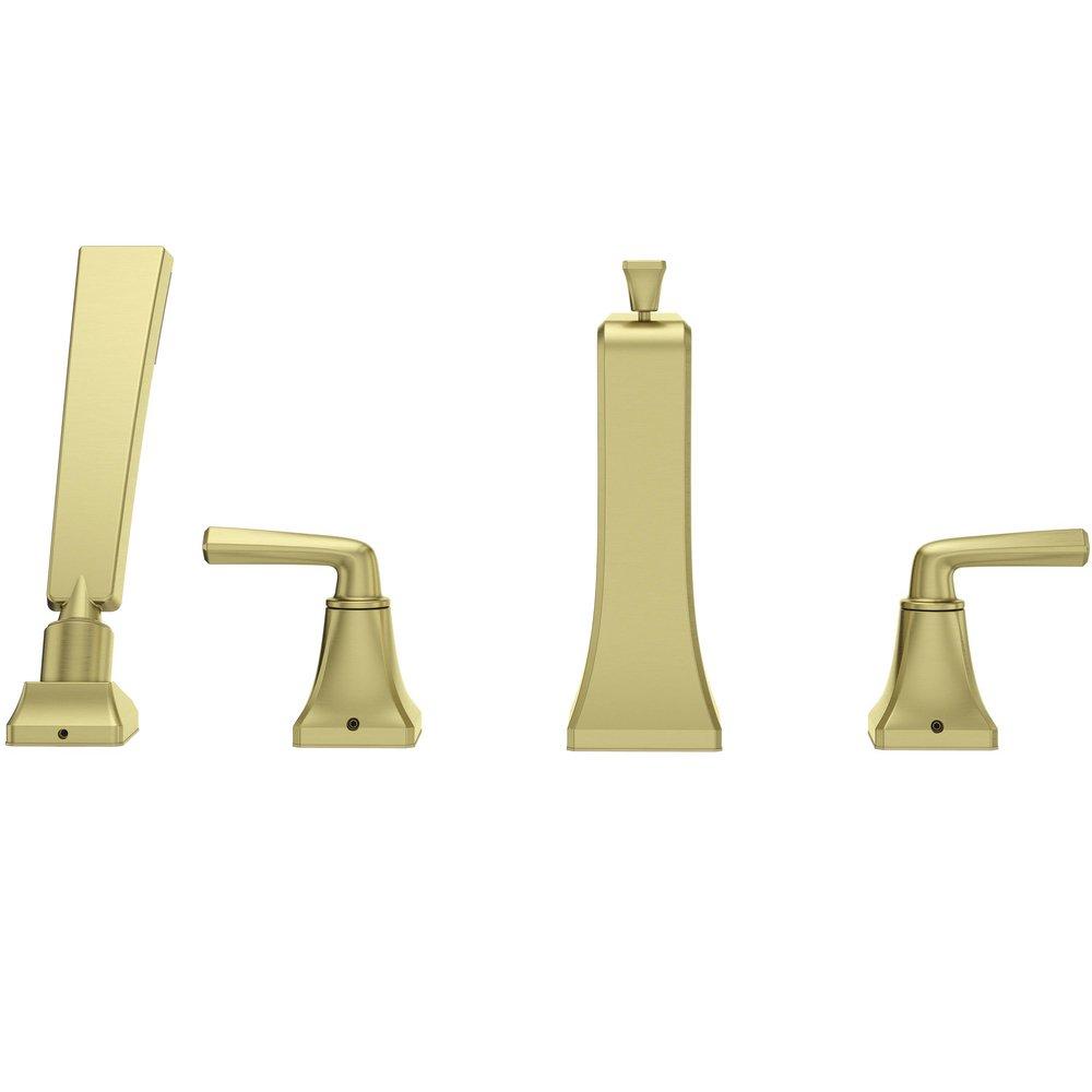 Pfister Brushed Gold 1.8 gpm 4-Hole Deck Mount Roman Tub Faucet Trim with Double Lever Handle and Handshower 