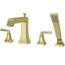 Pfister Brushed Gold 1.8 gpm 4-Hole Deck Mount Roman Tub Faucet Trim with Double Lever Handle and Handshower 