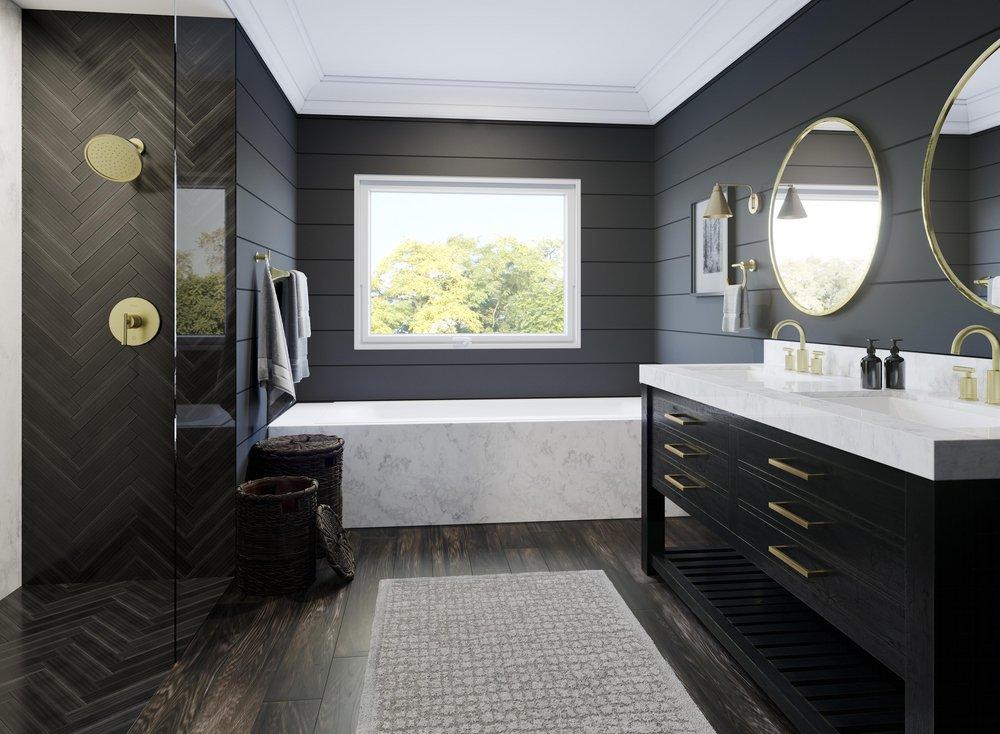 Pfister Brushed Gold Two Handle Widespread Bathroom Sink Faucet 