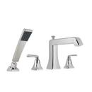 1.8 gpm 4 Hole Deck Mount Roman Tub Faucet with Double Lever Handle in Polished Chrome