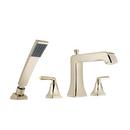 1.8 gpm 4 Hole Deck Mount Roman Tub Faucet with Double Lever Handle in Polished Nickel