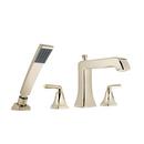 Pfister Polished Nickel 1.8 gpm 4-Hole Deck Mount Roman Tub Faucet Trim with Double Lever Handle and Handshower 