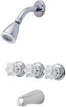 Pfister Polished Chrome Three Handle Multi Function Bathtub & Shower Faucet