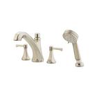 1.8 gpm 4 Hole Deck Mount Roman Tub Faucet with Double Lever Handle in Brushed Nickel