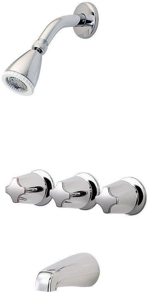 Pfister Polished Chrome Three Handle Multi Function Bathtub & Shower Faucet 