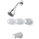 2 gpm Wall Mount Tub and Shower Faucet with Triple Knob Handle in Polished Chrome