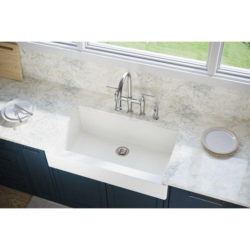 Elkay Ricotta 35-7/8 x 19 in. No Hole Composite Single Bowl Undermount Kitchen Sink 