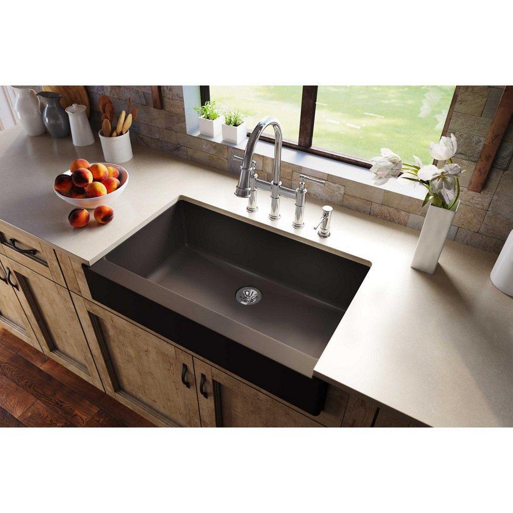 Elkay Chestnut 35-7/8 x 19 in. No Hole Composite Single Bowl Undermount Kitchen Sink 