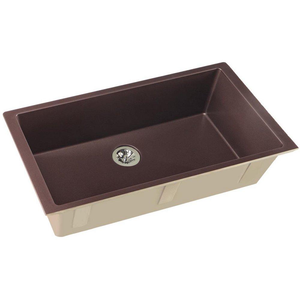 Elkay Chestnut 35-7/8 x 19 in. No Hole Composite Single Bowl Undermount Kitchen Sink 