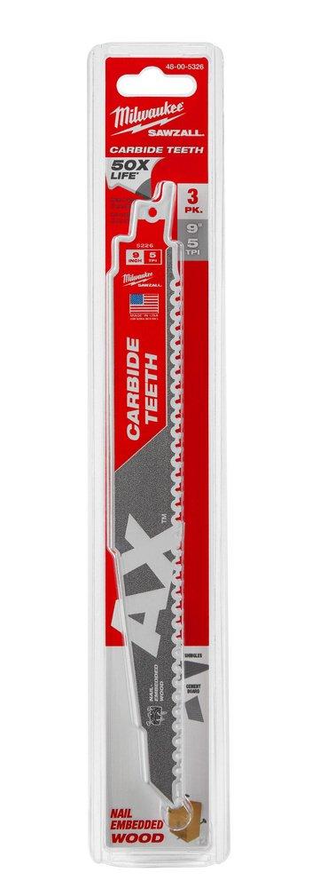 Milwaukee&reg; Silver 5 TPI Carbide Teeth Reciprocating Saw Blade (3 Pack) 