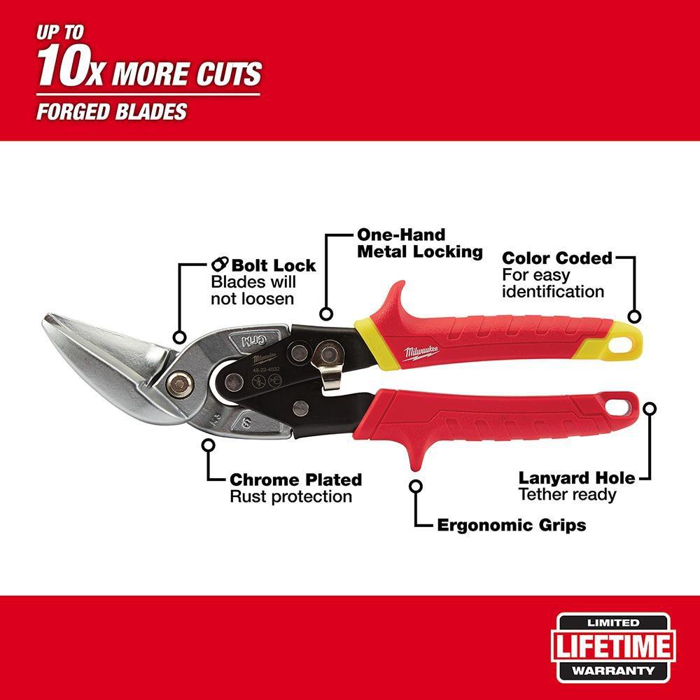 Milwaukee&reg; Red 5 in. 18 - 22 ga Aviation Snip 