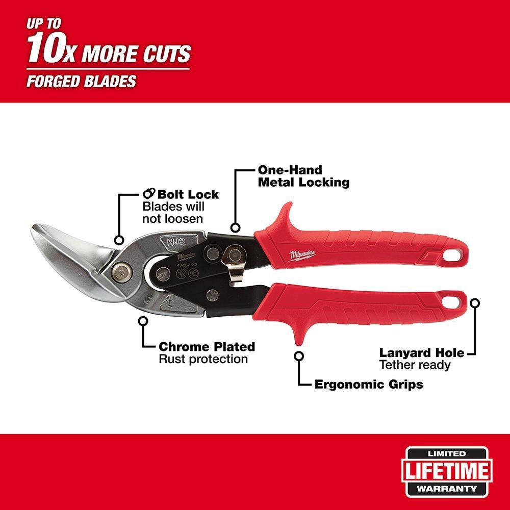 Milwaukee&reg; Red 5 in. 18 - 22 ga Aviation Snip 