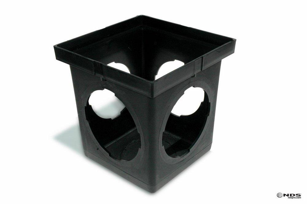 NDS Black 9 in. 4-Outlet Catch Basin in Black 