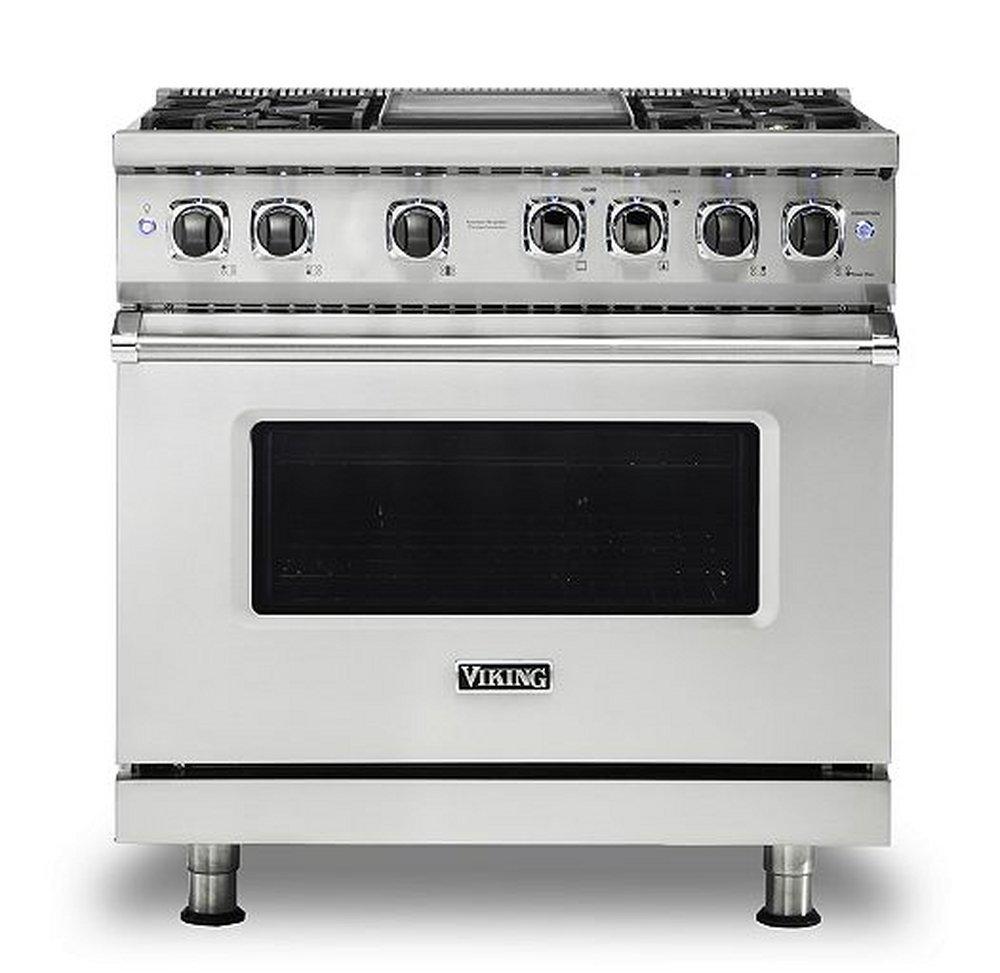 Viking Range Stainless Steel 35-7/8 in. Dual Fuel 4-Burner Sealed Freestanding Range 