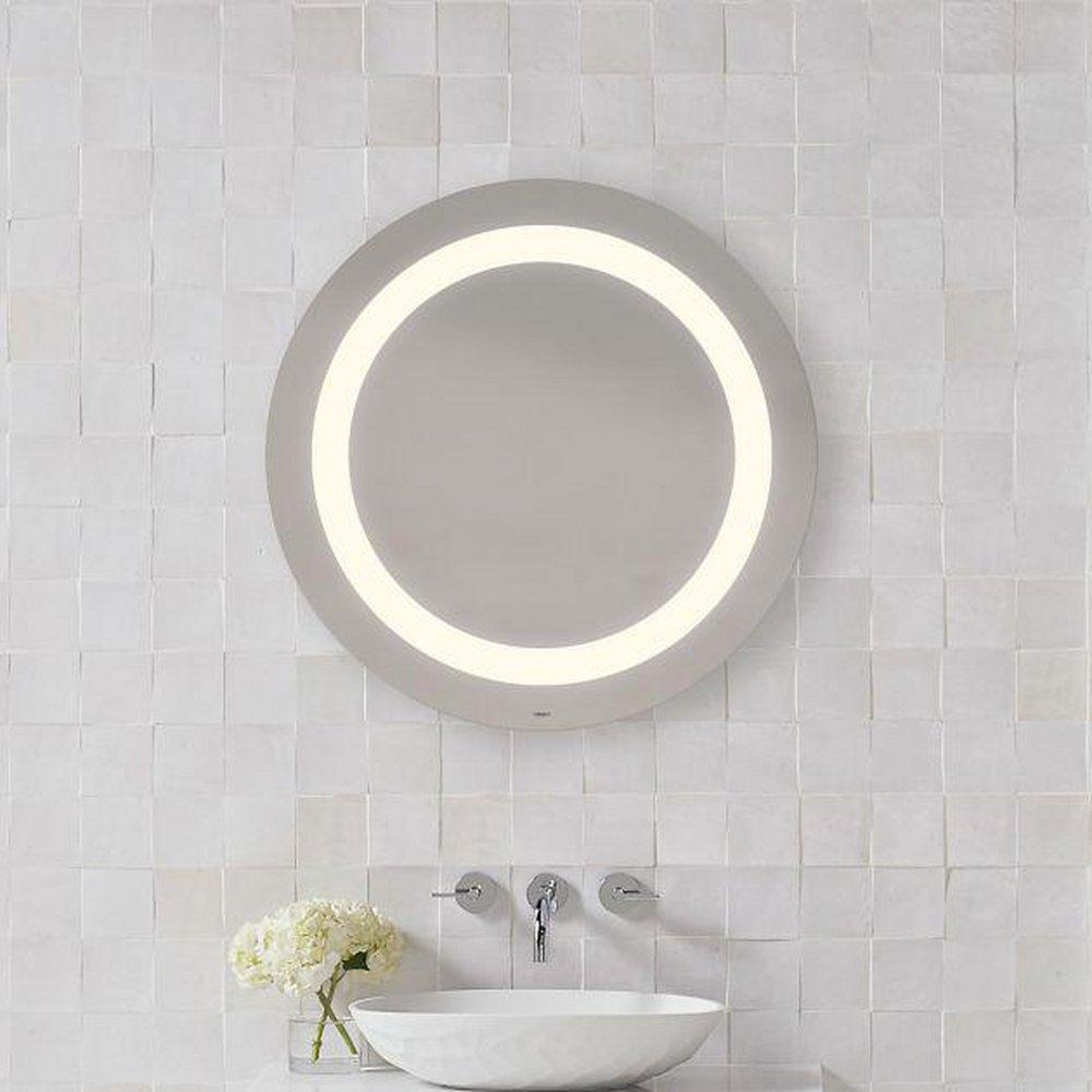 Robern Warm White 40 in. Anodized Aluminum Frameless Round Mirror with Light Inset 