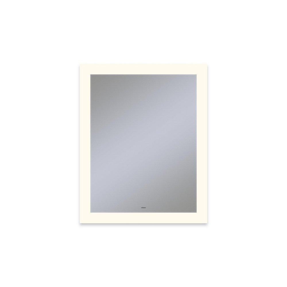 Robern Glass 24 x 30 in. Anodized Aluminum Frameless Rectangle Mirror with Light Perimeter 