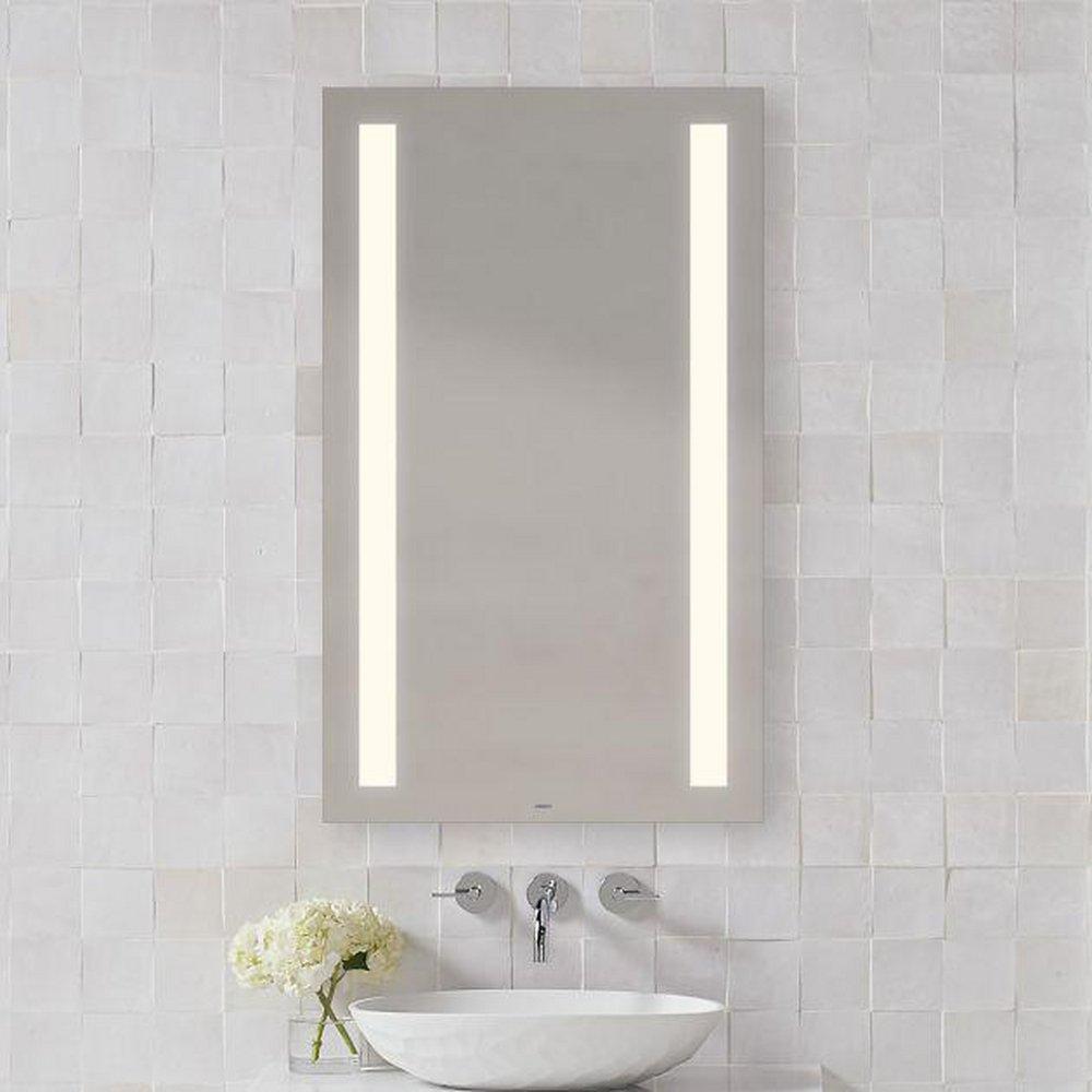 Robern Warm White 30 x 40 in. Anodized Aluminum Frameless Rectangle Mirror with Light Column 