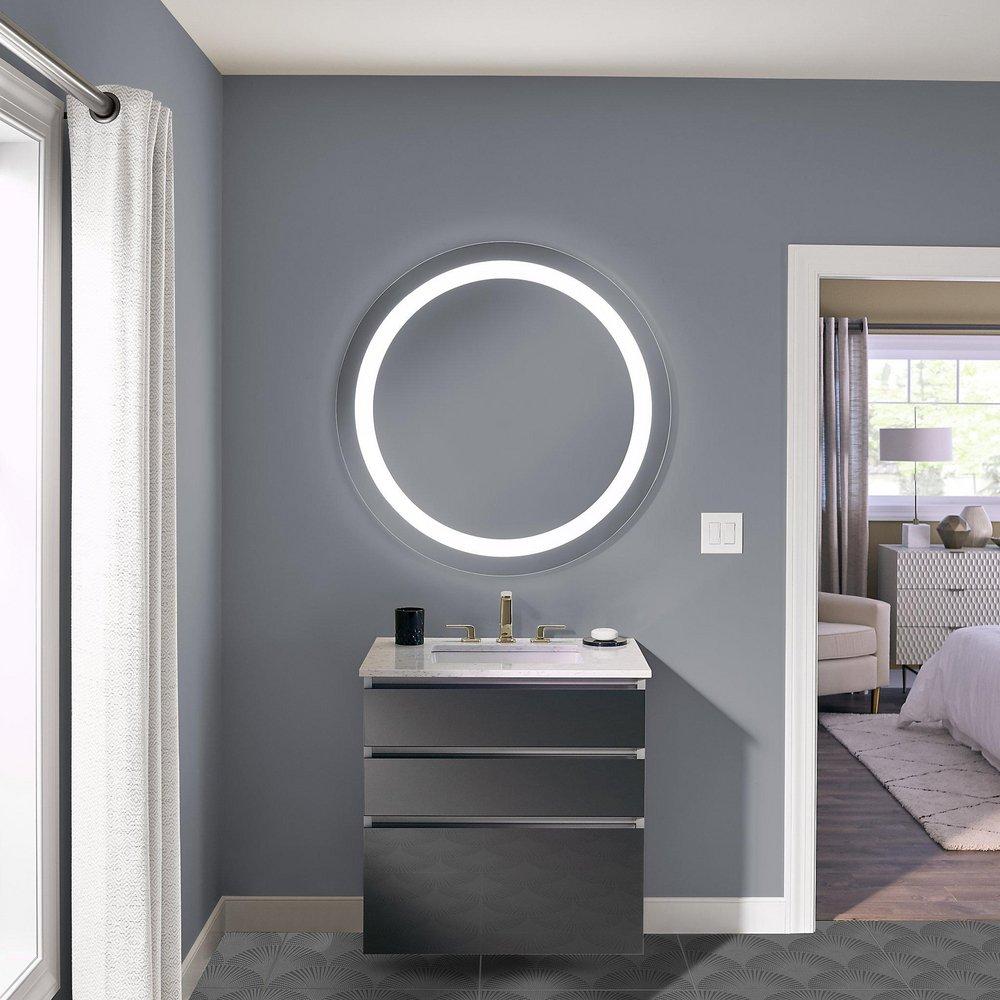 Robern Glass 36 x 1-3/4 in. Rectangular Framed Polished Edge Lighted Mirror 