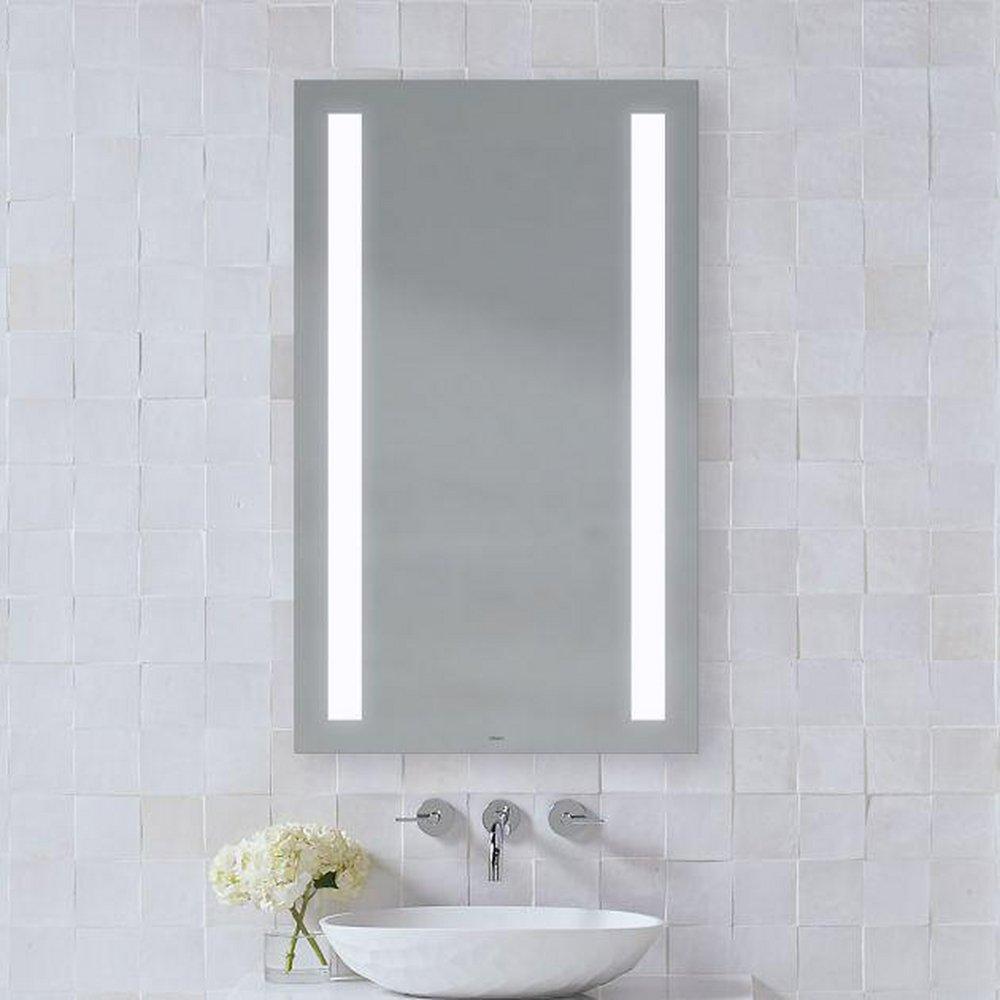 Robern Cool White 24 x 40 in. Anodized Aluminum Frameless Rectangle Mirror with Light Column 