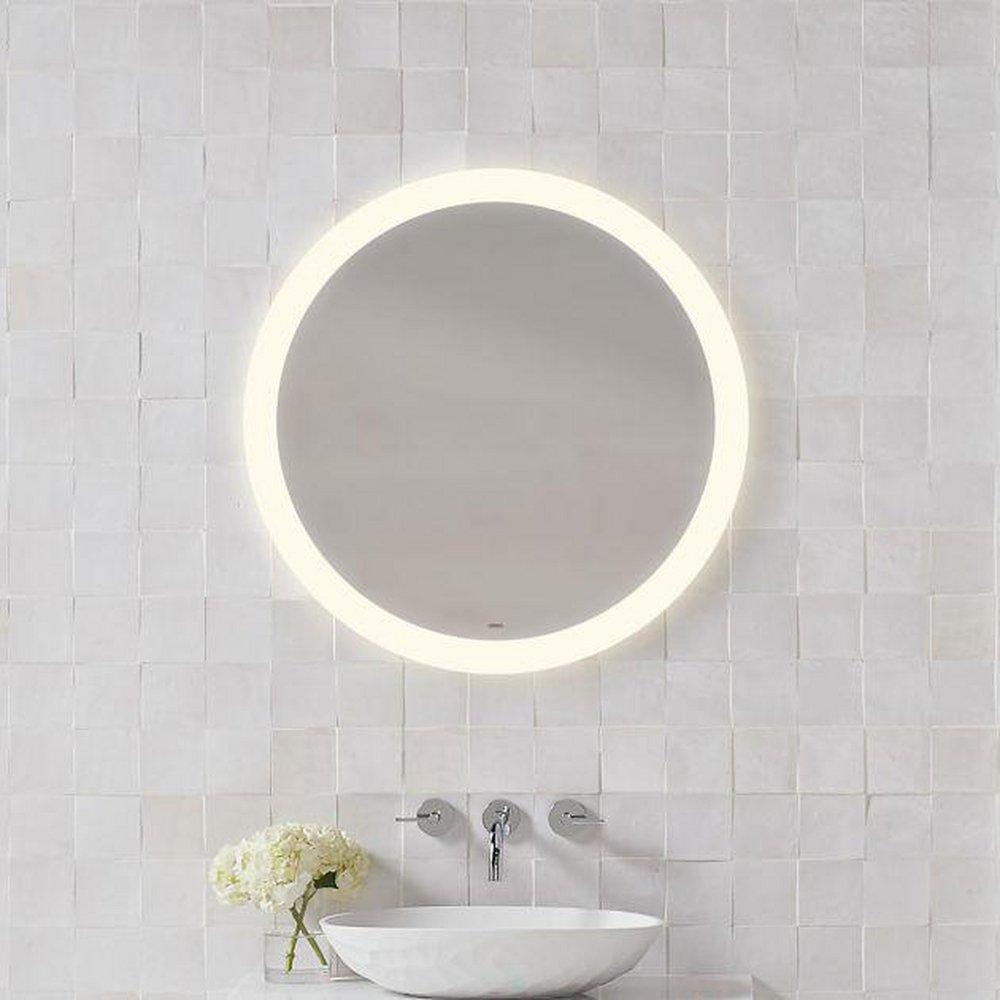 Robern 30 in. Anodized Aluminum Frameless Round Mirror with Light Perimeter 