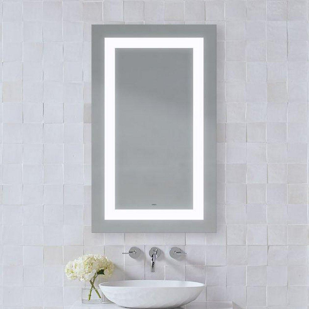 Robern Cool White 24 x 30 in. Anodized Aluminum Frameless Rectangle Mirror with Light Inset 
