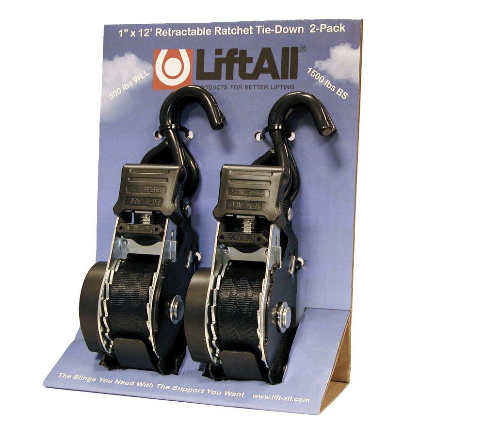 Lift-All&reg; Black 1 in. Retractable Ratchet 2 Pack 