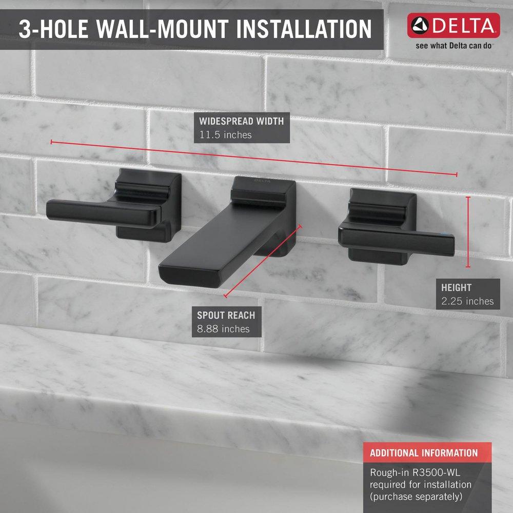 Delta Faucet Matte Black Two Handle Widespread Bathroom Sink Faucet 