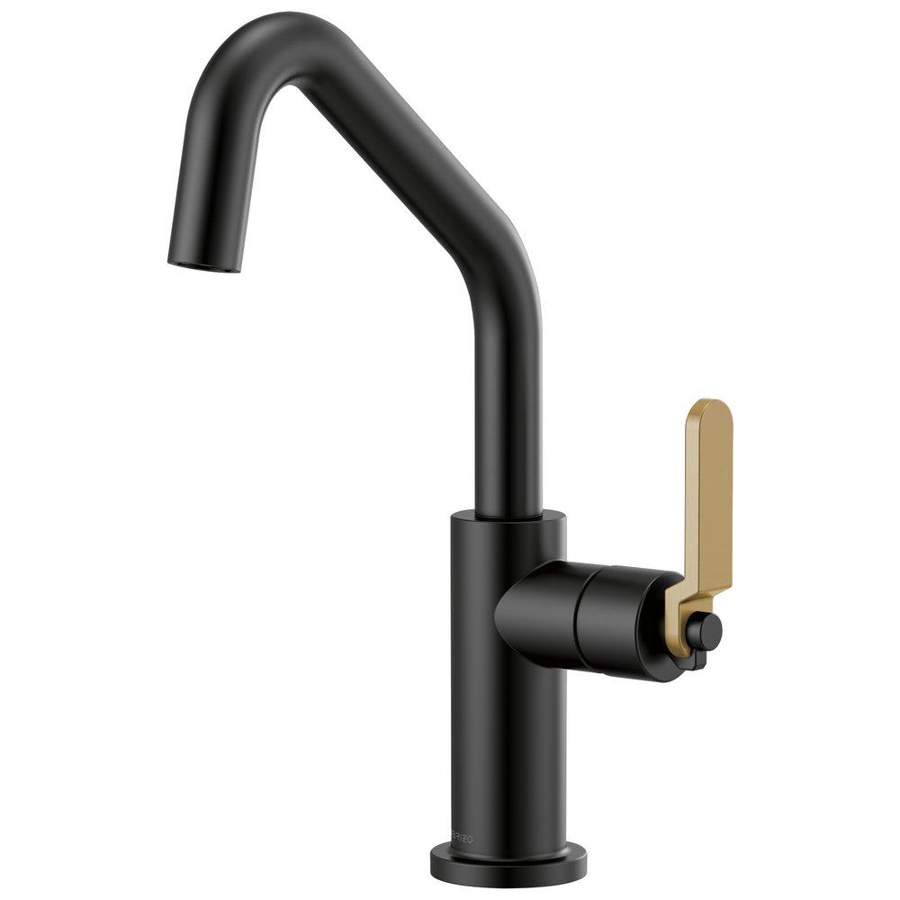 Brizo Matte Black/Luxe Gold 1.8 gpm 1 Hole Deck Mount Bar Faucet with Single Lever Handle and Angled Spout 