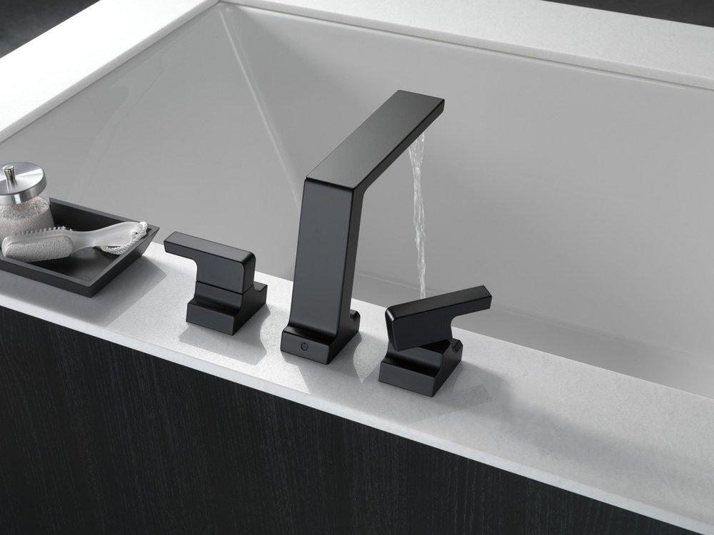 Delta Faucet Matte Black Two Handle Roman Tub Faucet Only (Trim Only) 