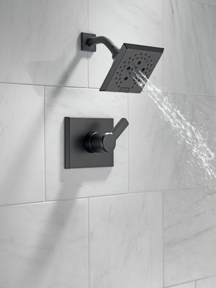 Delta Faucet Matte Black 1.75 gpm Wall Mount Shower Faucet Trim Only with Single Lever Handle 