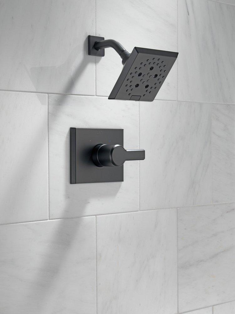Delta Faucet Matte Black 1.75 gpm Wall Mount Shower Faucet Trim Only with Single Lever Handle 