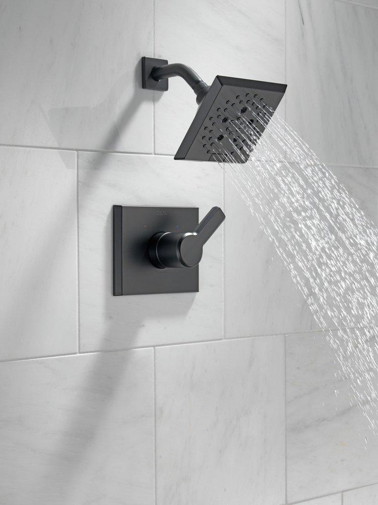 Delta Faucet Matte Black 1.75 gpm Wall Mount Shower Faucet Trim Only with Single Lever Handle 