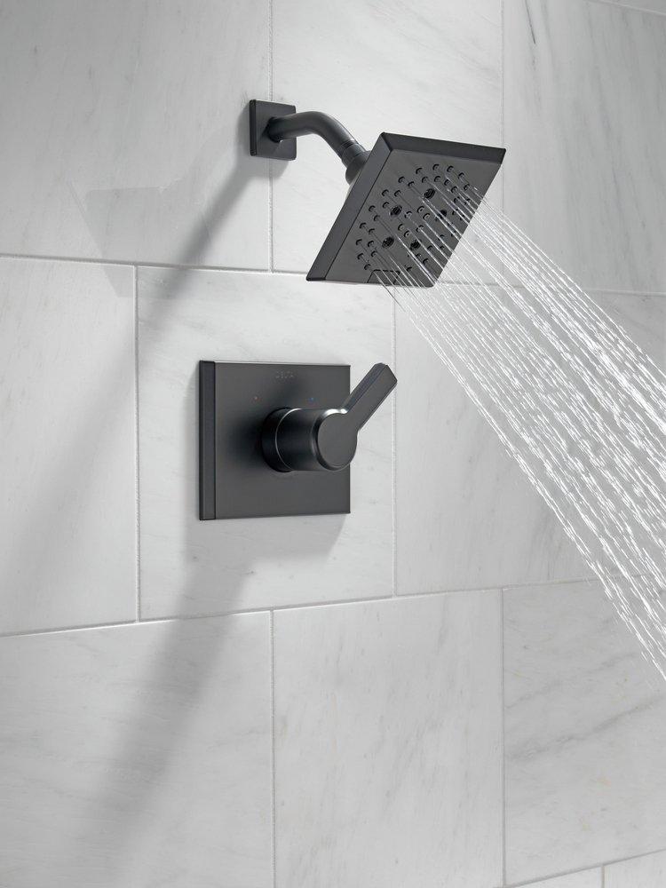 Delta Faucet Matte Black 1.75 gpm Wall Mount Shower Faucet Trim Only with Single Lever Handle 