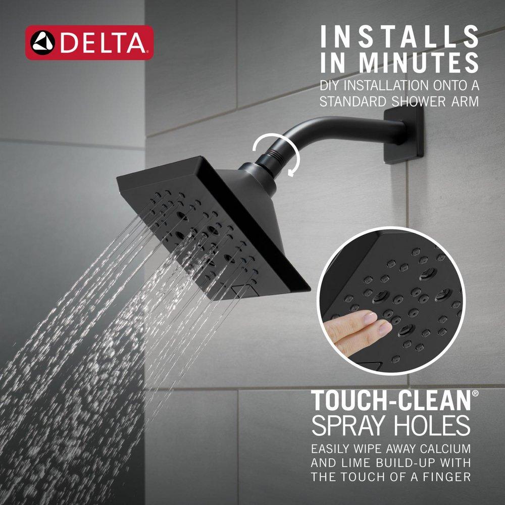 Delta Faucet Matte Black Multi Function Full Body, Full Spray with Massage, H2Okinetic&reg; PowerDrench&trade; Spray, Massage and Pause Showerhead 
