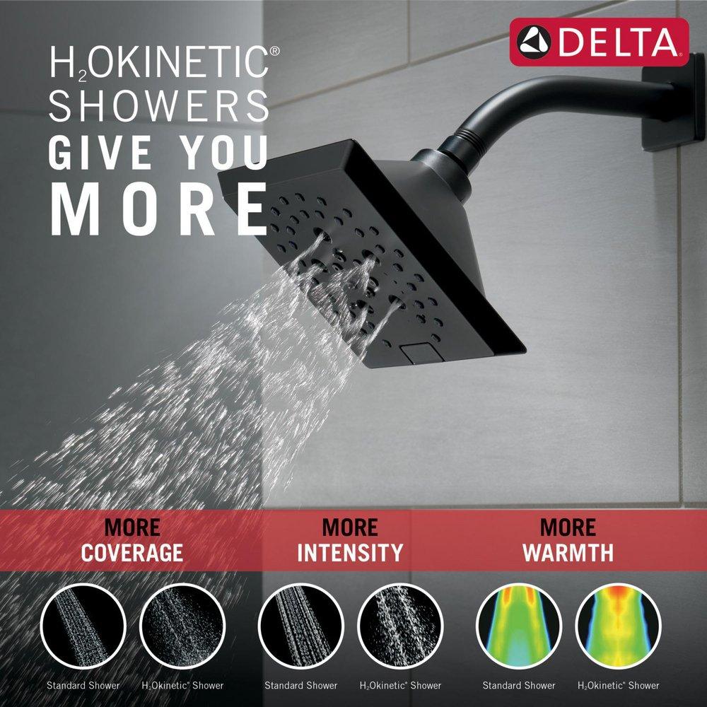 Delta Faucet Matte Black Multi Function Full Body, Full Spray with Massage, H2Okinetic&reg; PowerDrench&trade; Spray, Massage and Pause Showerhead 