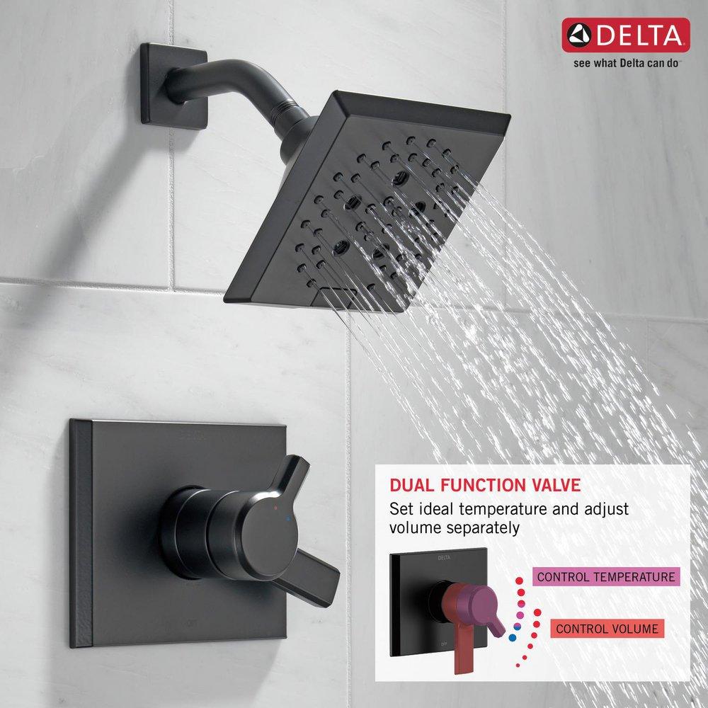 Delta Faucet Matte Black Two Handle Multi Function Shower Faucet (Trim Only) 