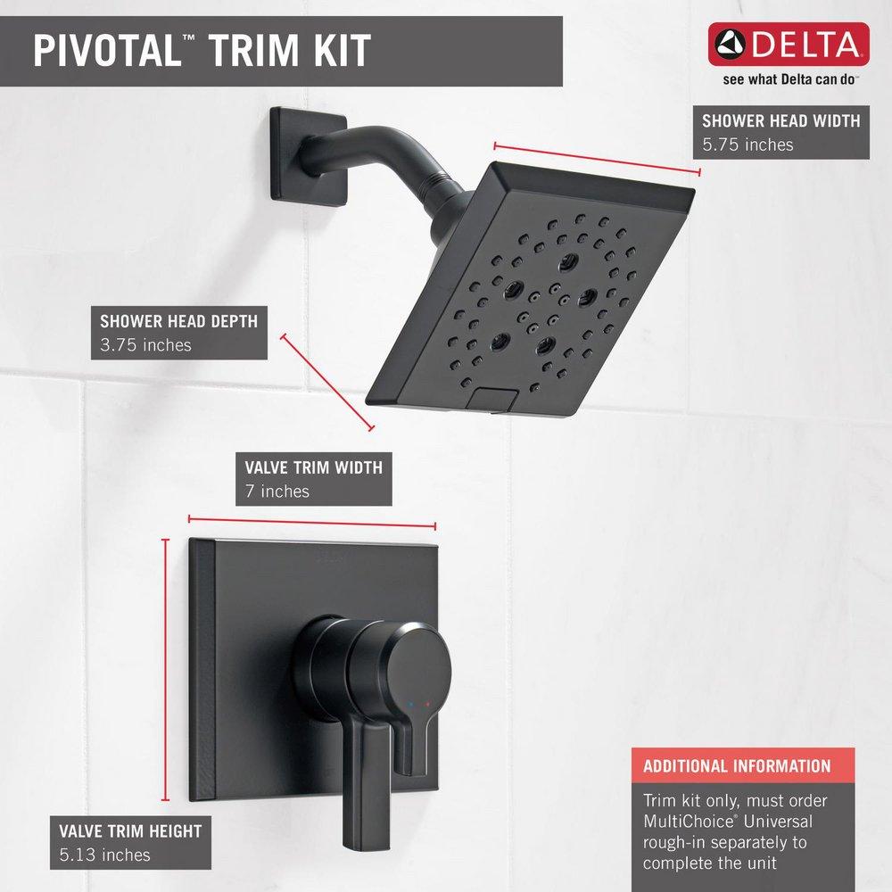 Delta Faucet Matte Black Two Handle Multi Function Shower Faucet (Trim Only) 