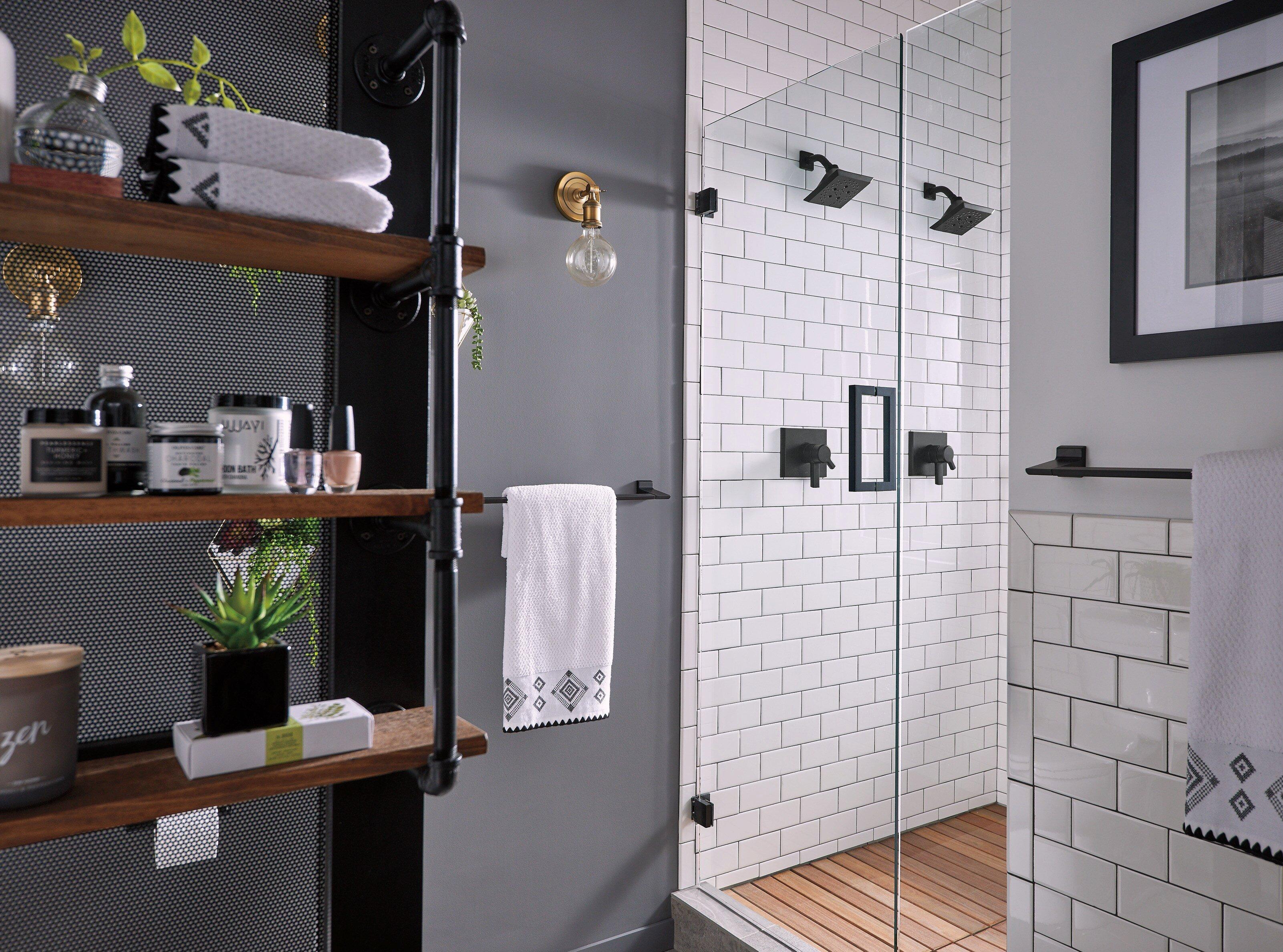 Delta Faucet Matte Black Two Handle Multi Function Shower Faucet (Trim Only) 
